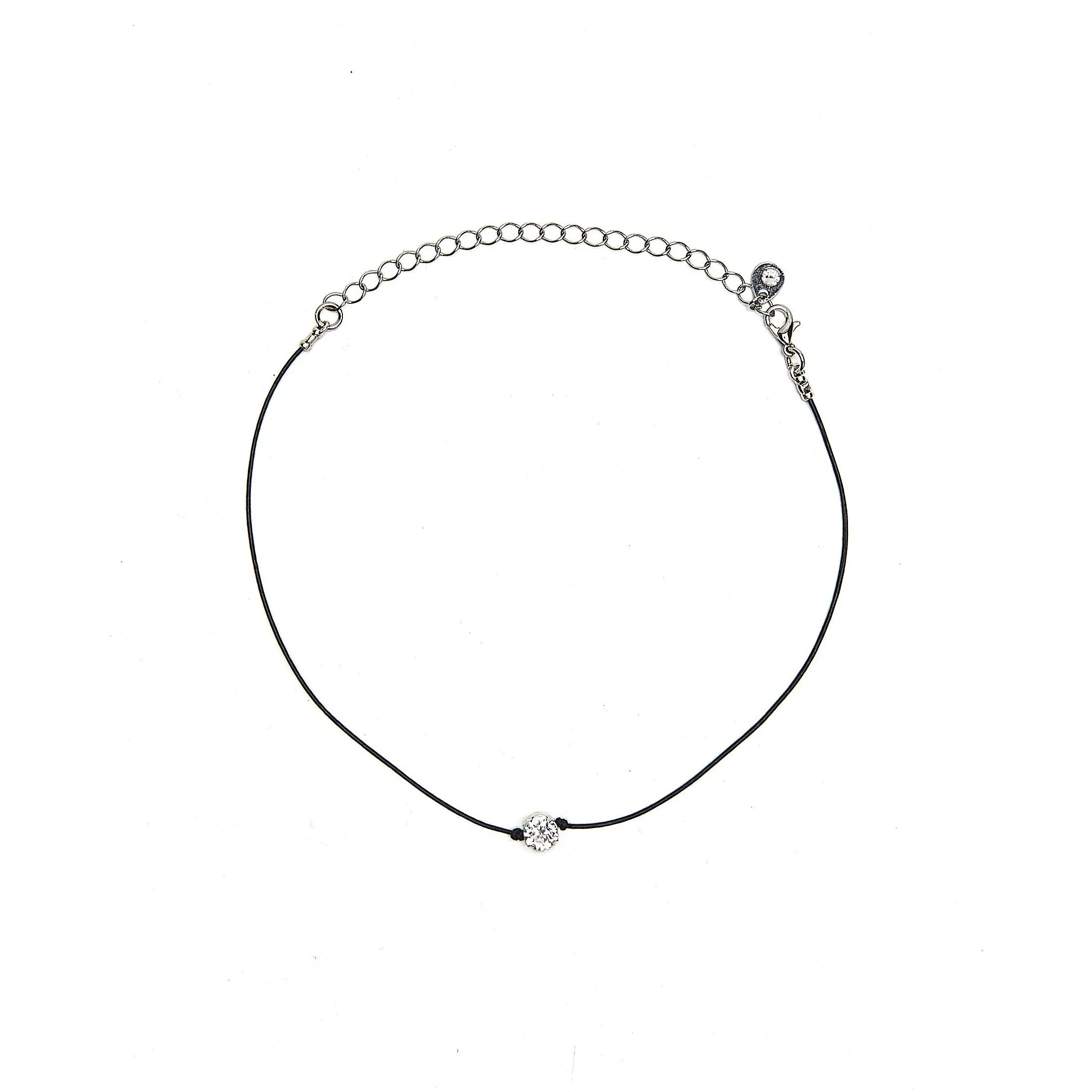 Leather Crystal Choker