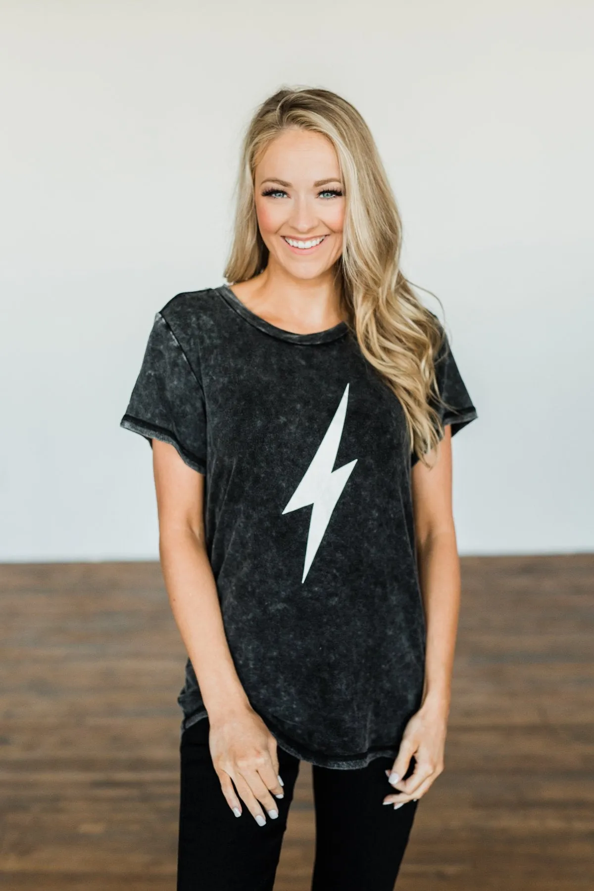 Lightning Bolt Graphic Tee- Charcoal