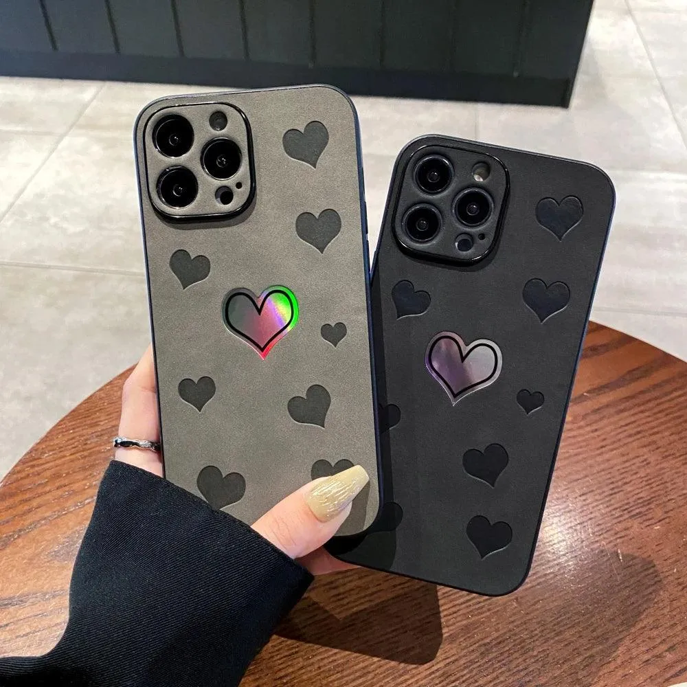 Luxurious Heart-Shaped Cortex Phone Case - Cute Cover for iPhone 14, 13, 12, 11 Pro Max, 7, 8 Plus, X, XS, XR Max