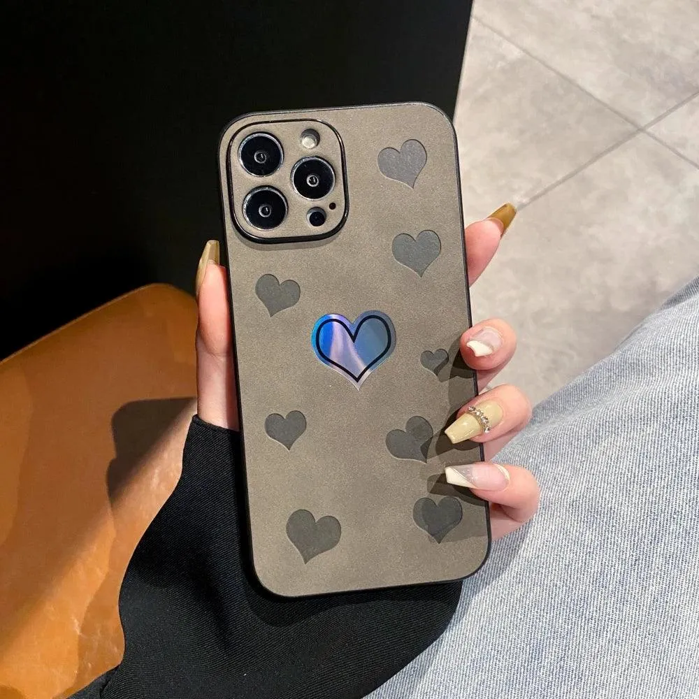 Luxurious Heart-Shaped Cortex Phone Case - Cute Cover for iPhone 14, 13, 12, 11 Pro Max, 7, 8 Plus, X, XS, XR Max