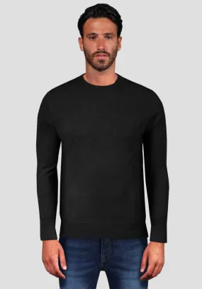 Maglia giro Collo Viscosa elastica Geometrica - Nero