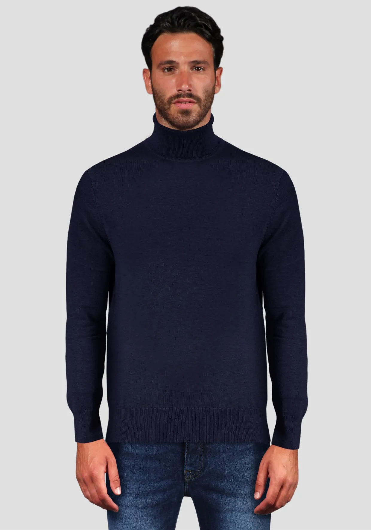 Maglia in Viscosa elastica Collo Alto - Blue