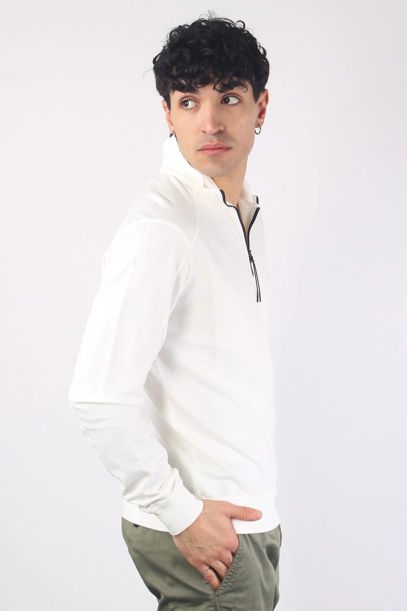 Maglia Mezza Zip Gauze White