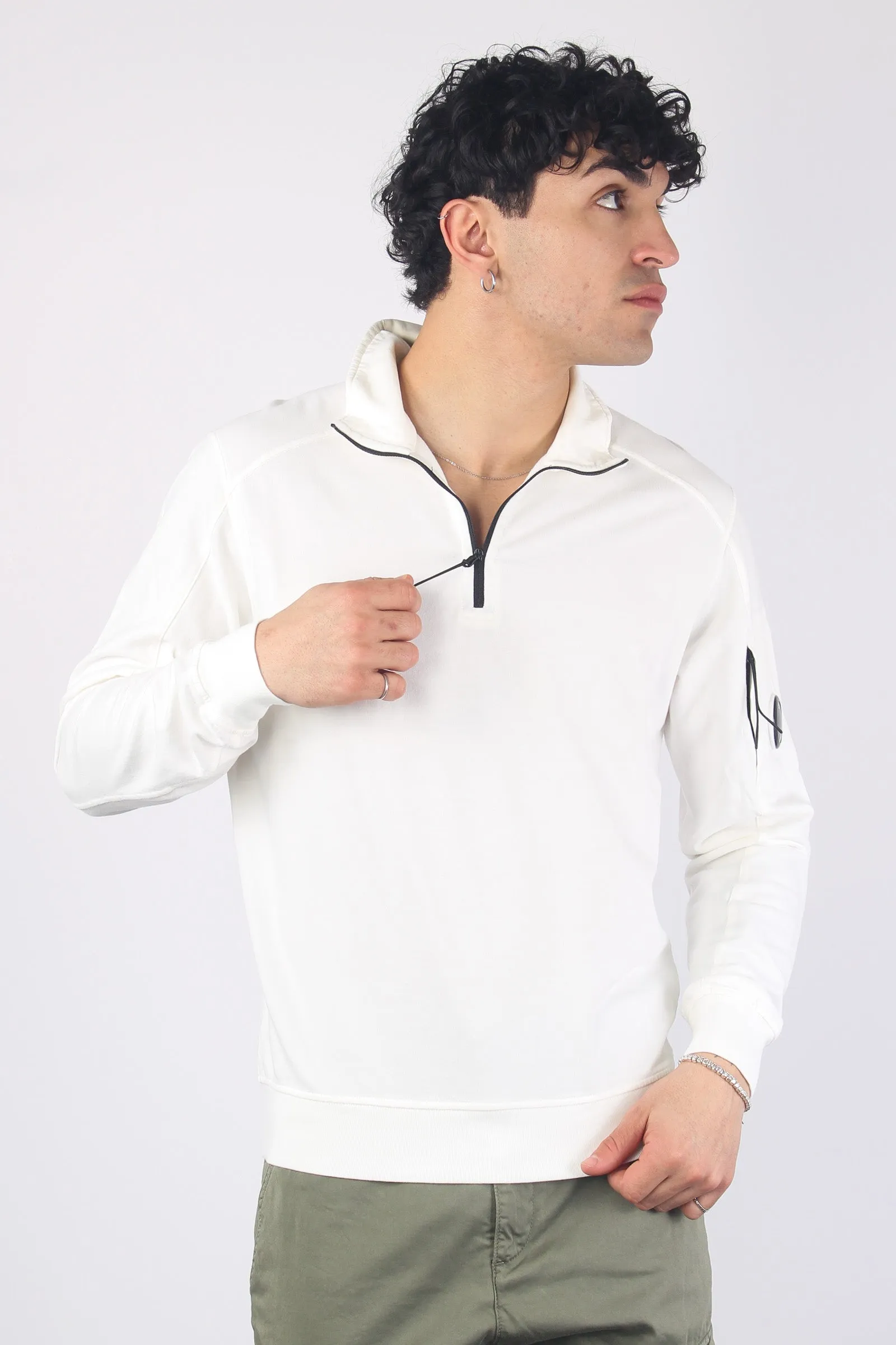 Maglia Mezza Zip Gauze White