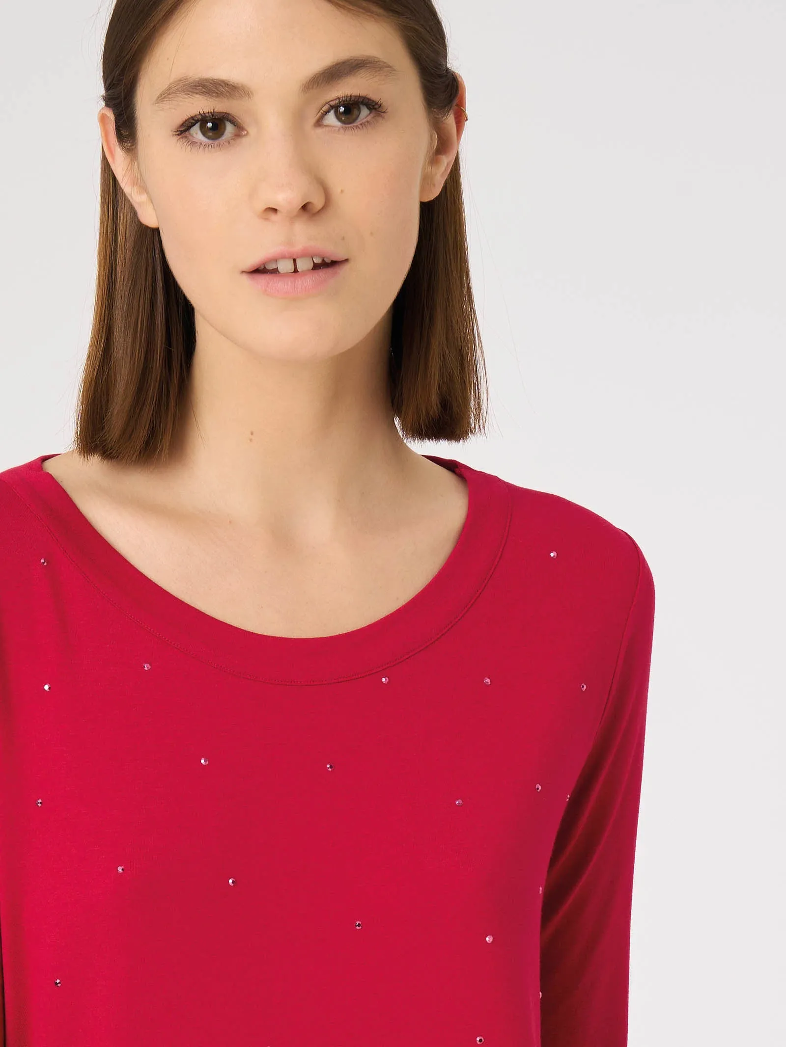 Maglietta con strass in Viscosa Summer - Bianco