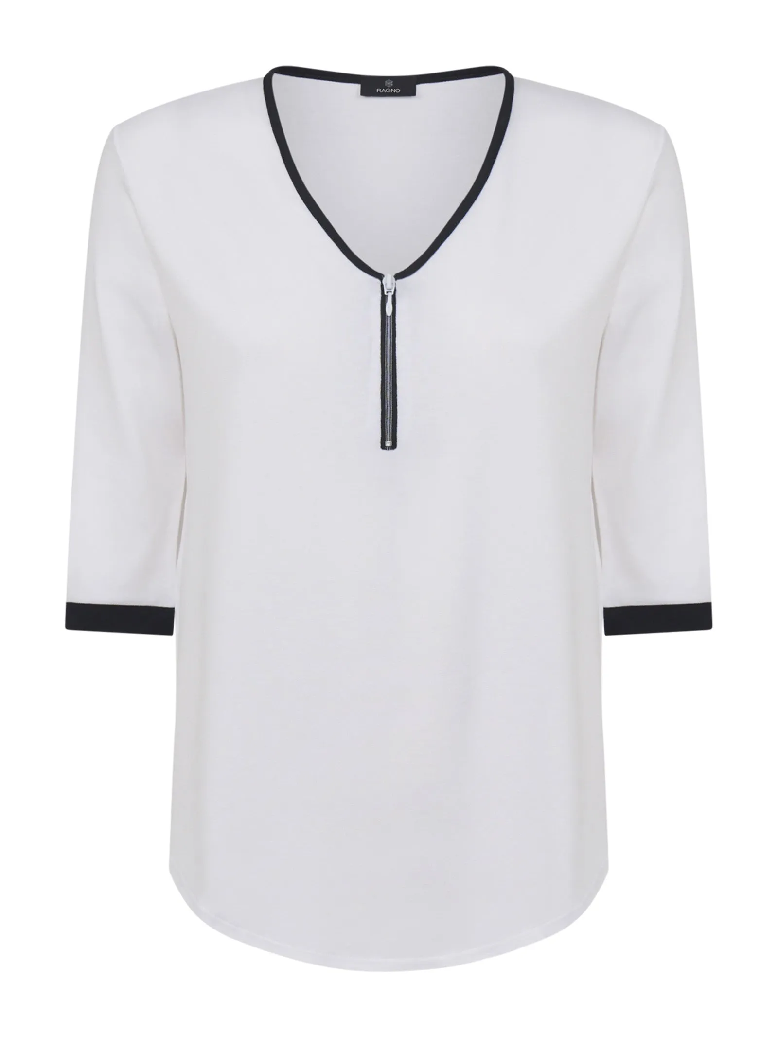 Maglietta con zip in Viscosa Summer - Fant.Bianco