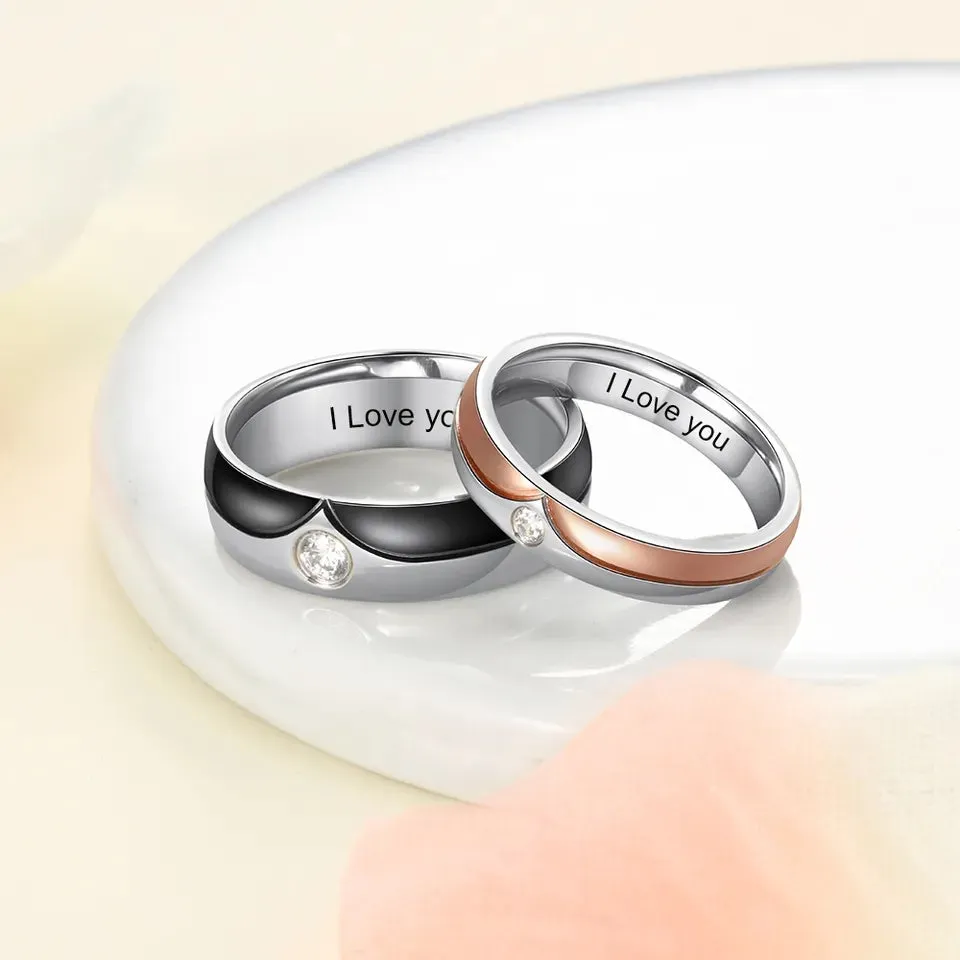 Matching Heart Promise Ring Couple Set