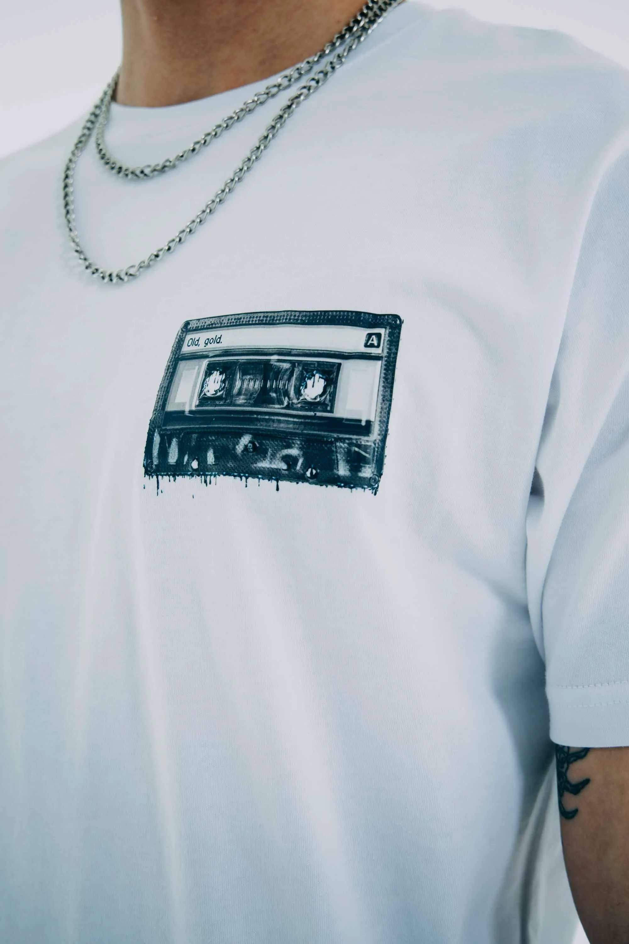 Melting Cassette Fit Tee White