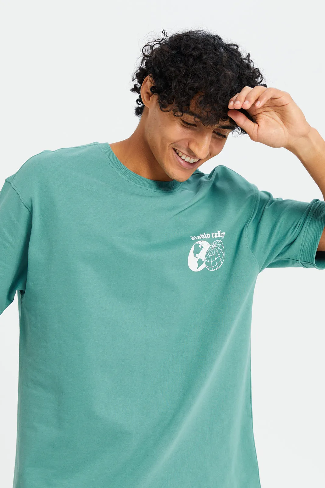 Men Green Graphic Lounge T-Shirt