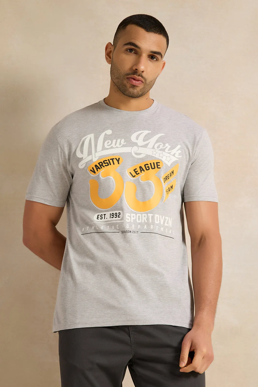 Men Grey Graphic T-Shirt