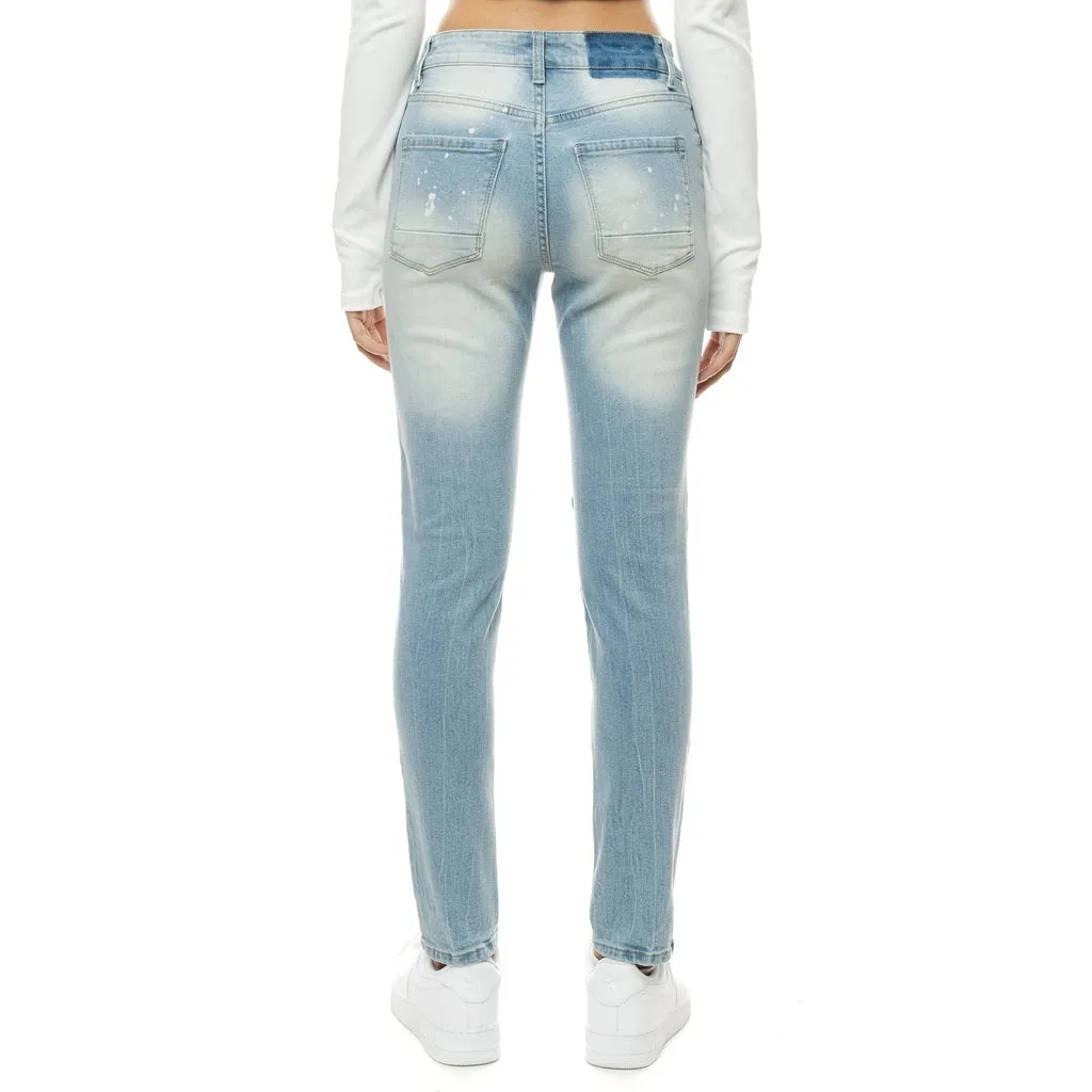 Mid Rise Super Skinny Heavy Ripoff Jeans - Speckle Blue