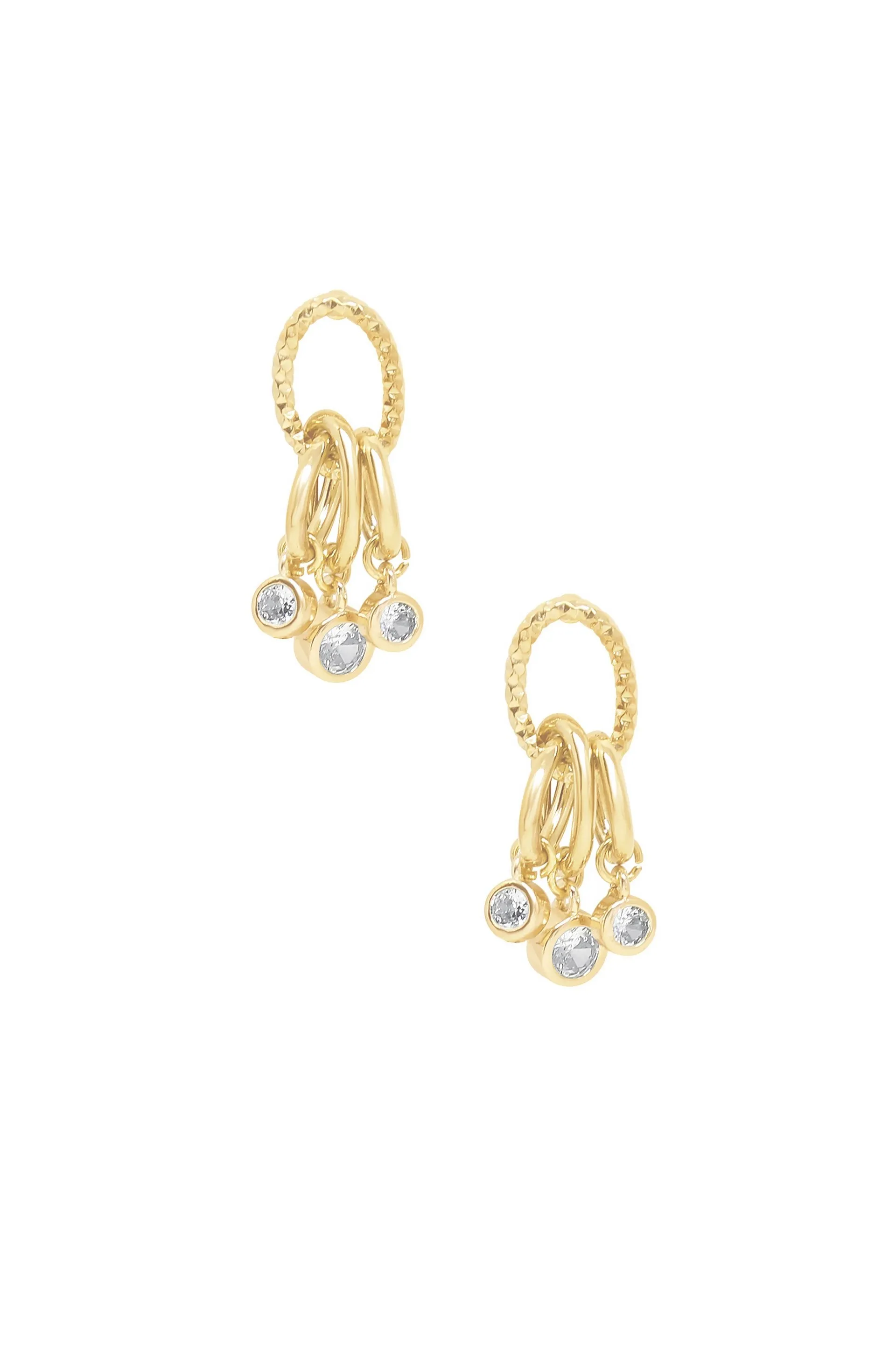 Mini Crystal Jingle Dangle 18k Gold Plated Earrings