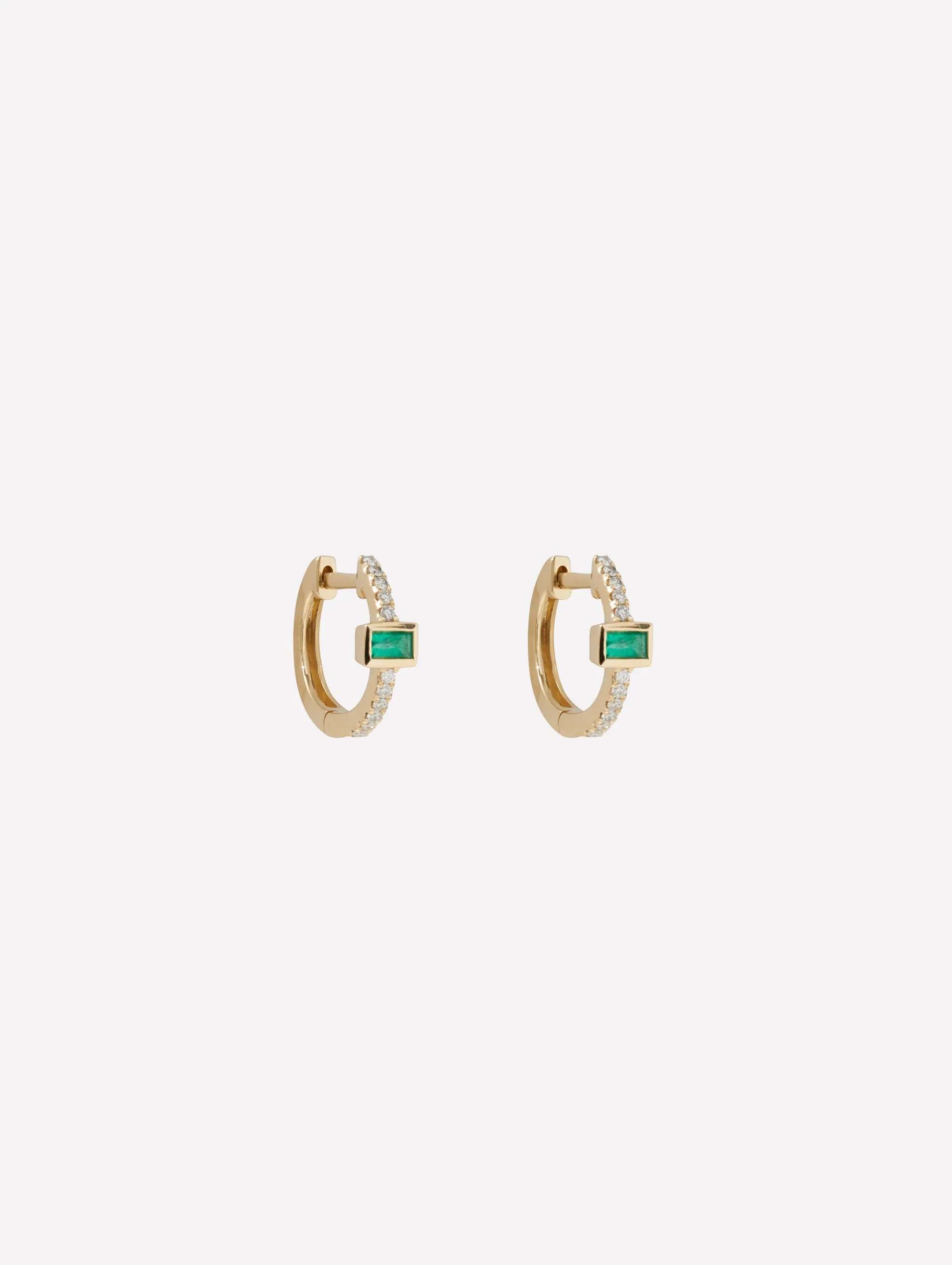 Mini Emerald Baguette Pavé Diamond Hoop