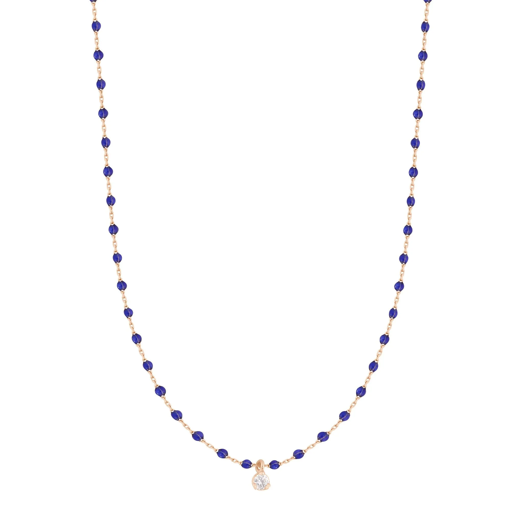 Mini Gigi Lapis necklace, Rose Gold 1 Diamond, 15.7