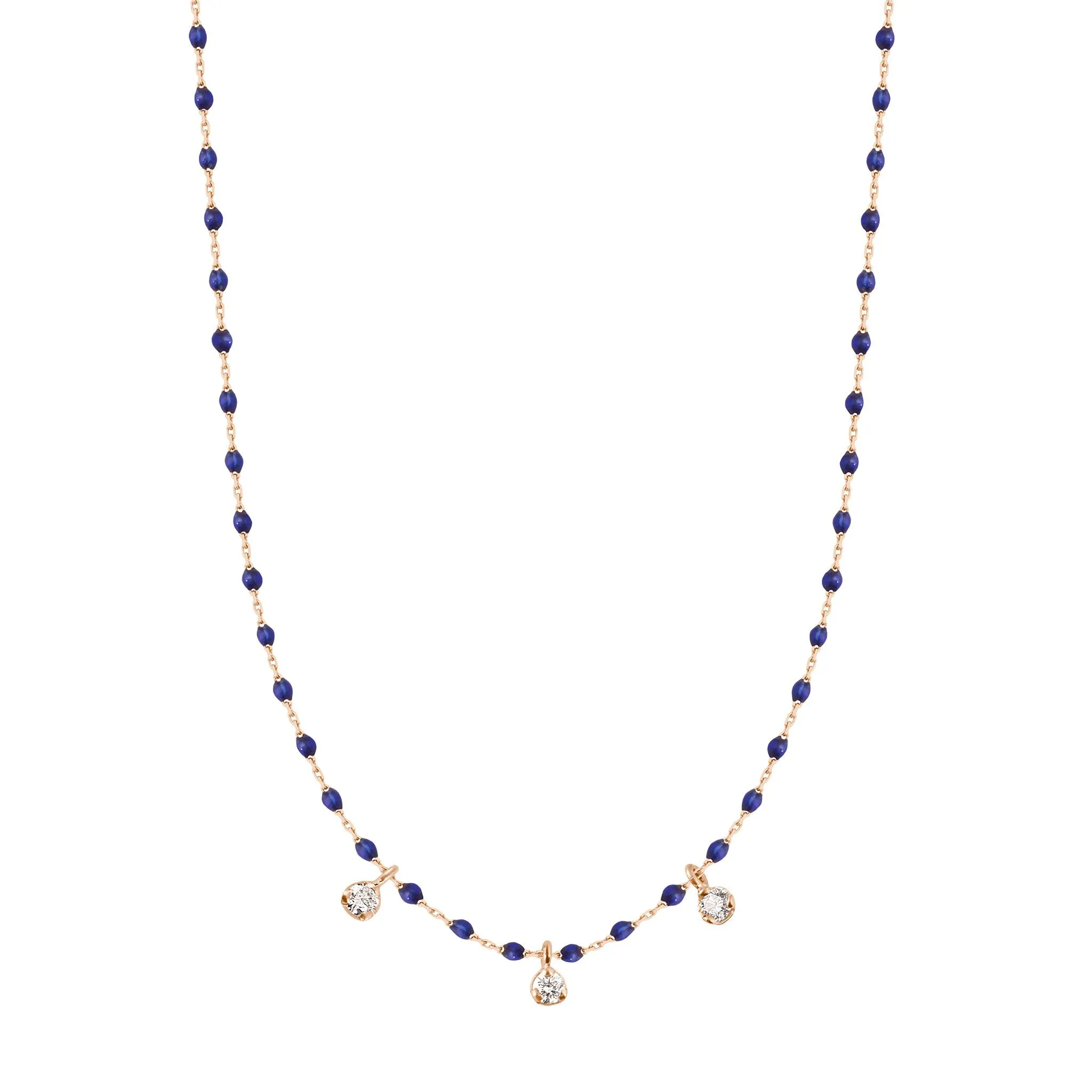 Mini Gigi Lapis necklace, Rose Gold 3 diamond, 16.5