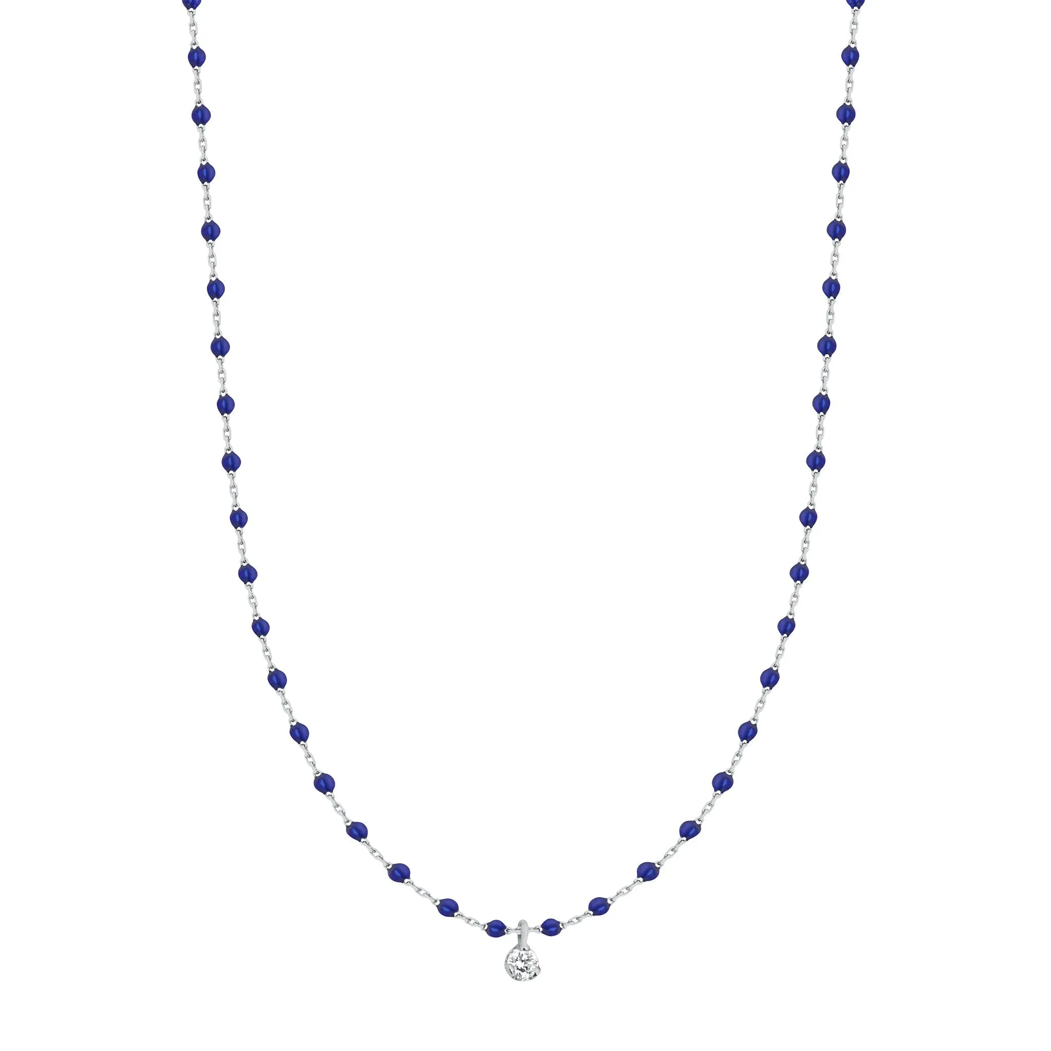 Mini Gigi Lapis necklace, White Gold 1 Diamond, 15.7