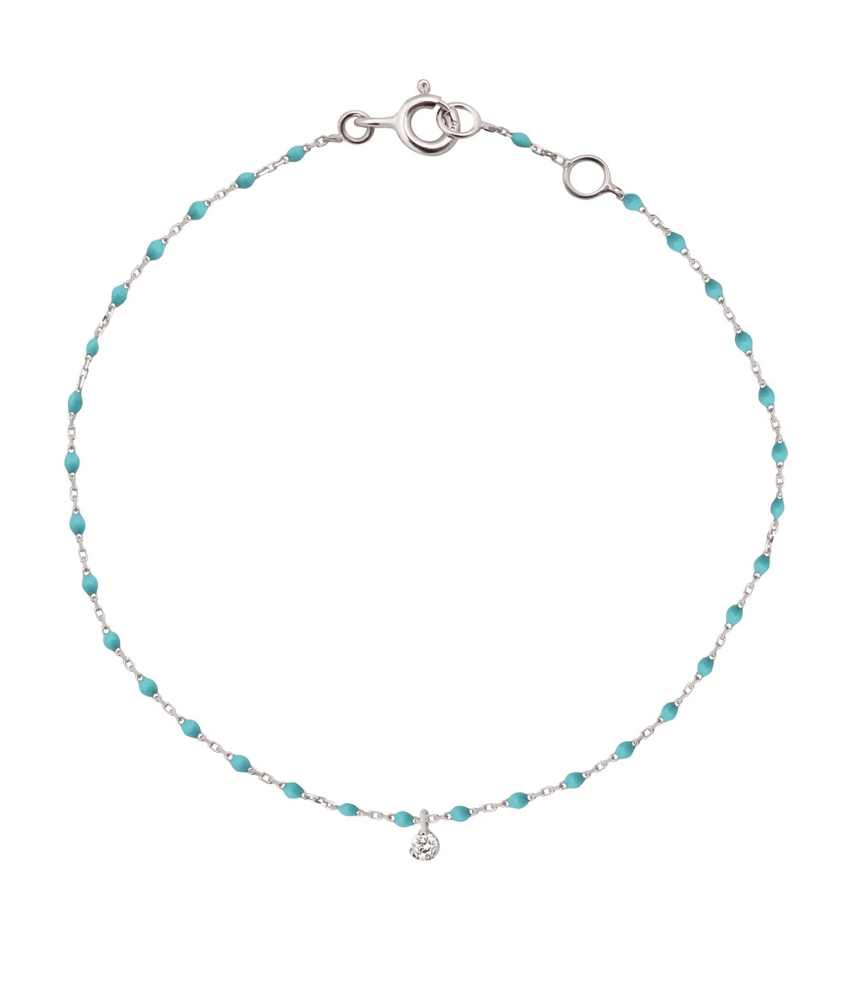 Mini Gigi Turquoise Green bracelet, White Gold 1 Diamond, 6.7