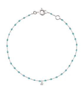 Mini Gigi Turquoise Green bracelet, White Gold 1 Diamond, 6.7