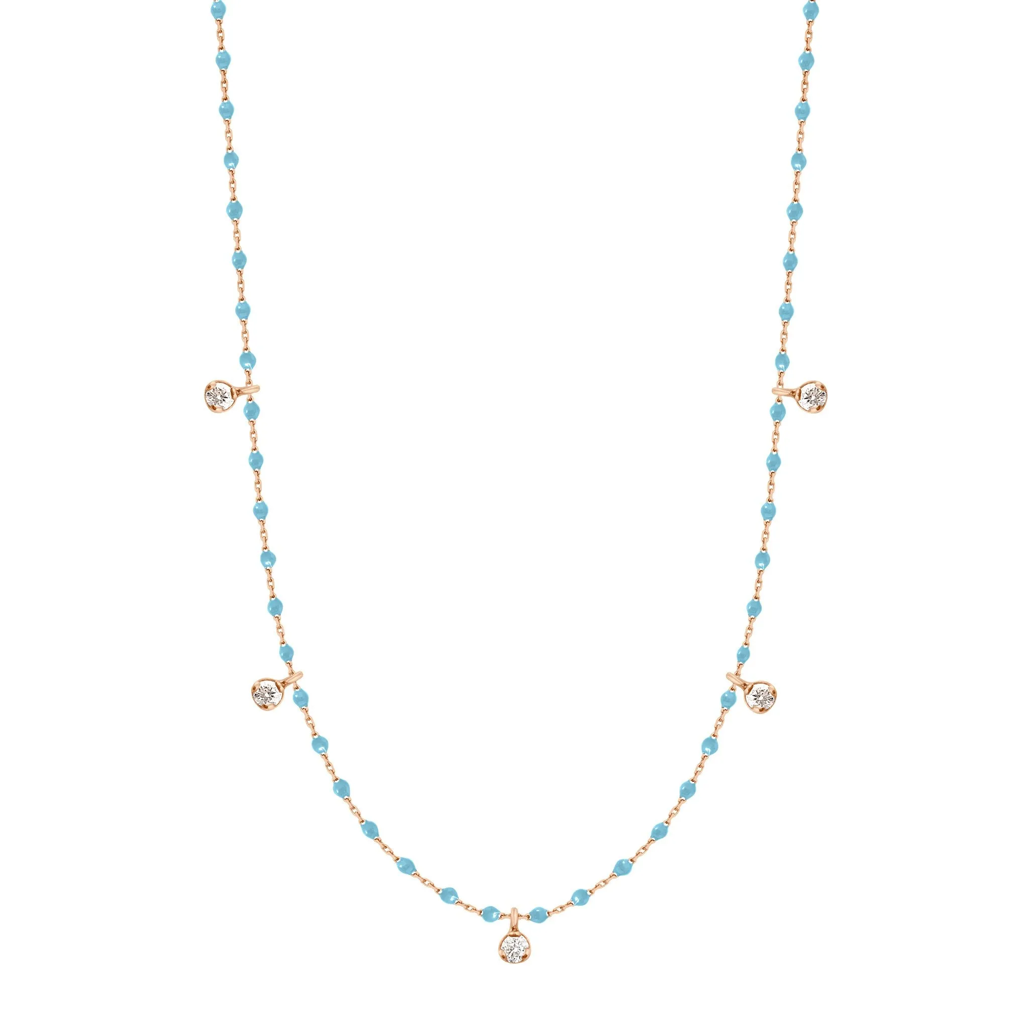 Mini Gigi Turquoise necklace, Rose Gold 5 diamond, 21.7