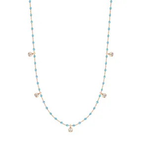 Mini Gigi Turquoise necklace, Rose Gold 5 diamond, 21.7