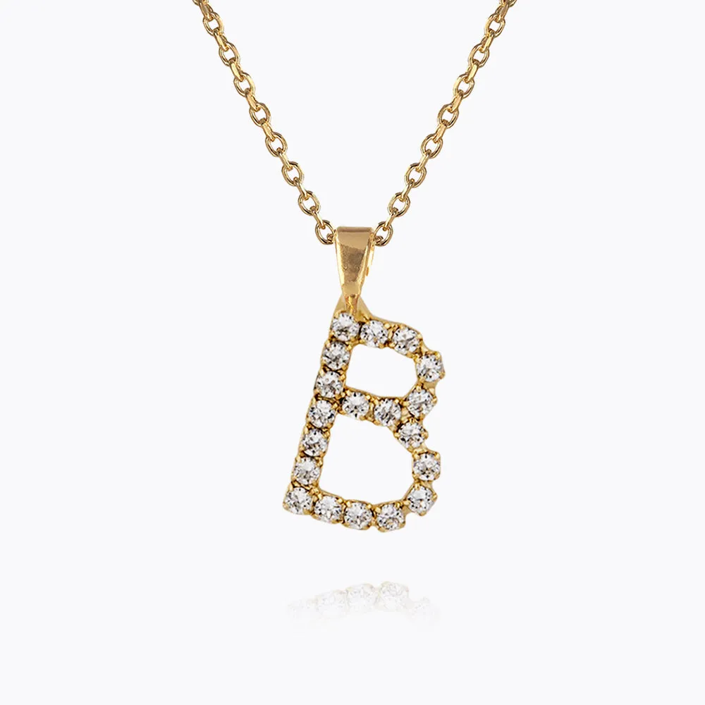 Mini Letter Necklace B / Crystal