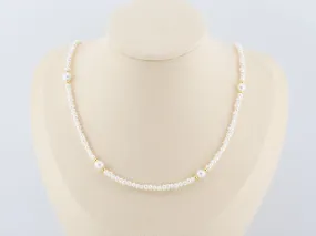 Mini Pearl with Gold Accent Necklace Choker with 14K Gold Filled Clasp and Extension P1036