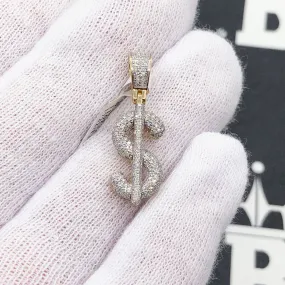 Mini Rounded Dollar Sign Diamond Pendant .42cttw 10K Yellow Gold