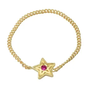 Mini Star Birthstone Chain Ring