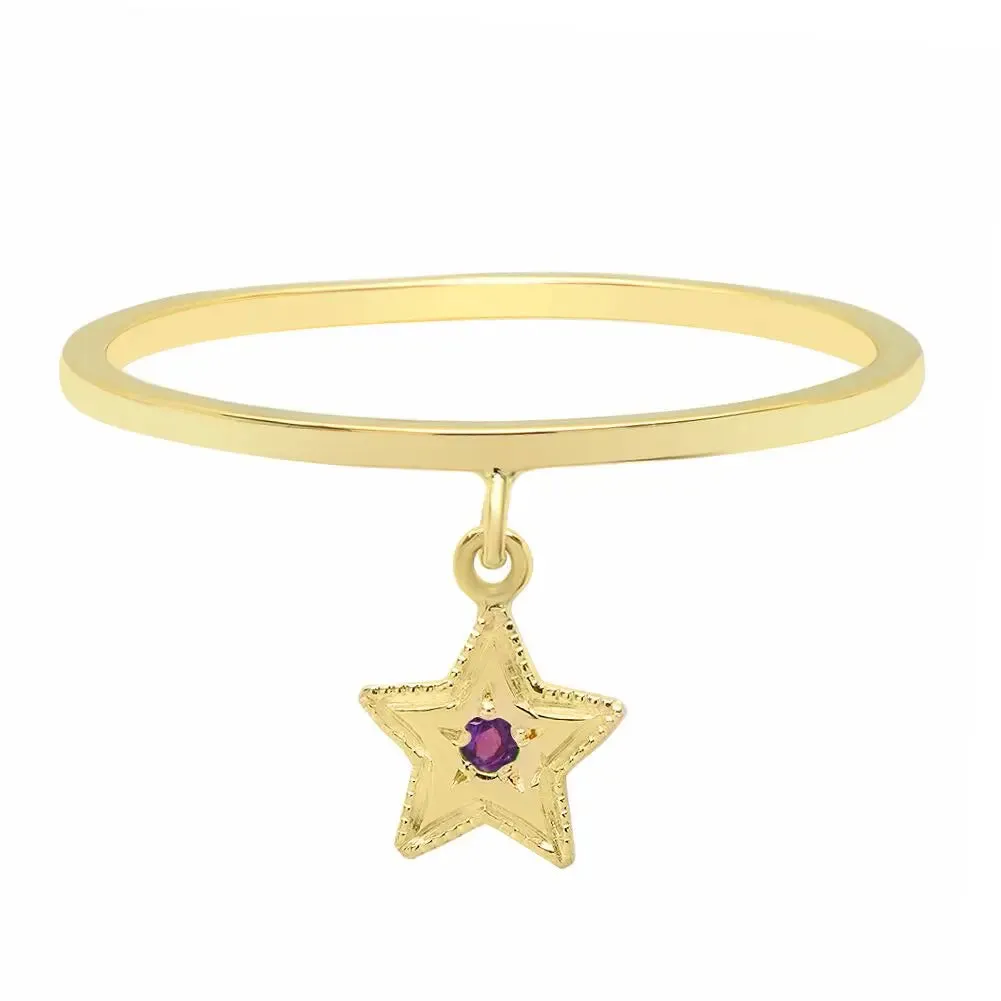 Mini Star Birthstone Dangle Ring