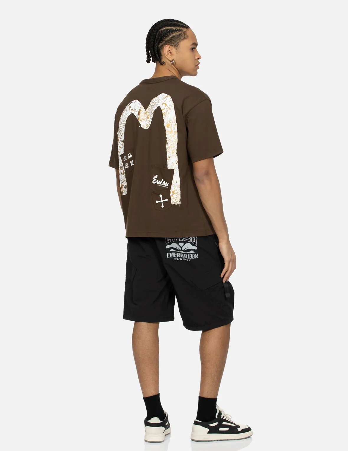 Multi-Pocket Print and Seagull Brushstroke Daicock Print Relax Fit T-shirt