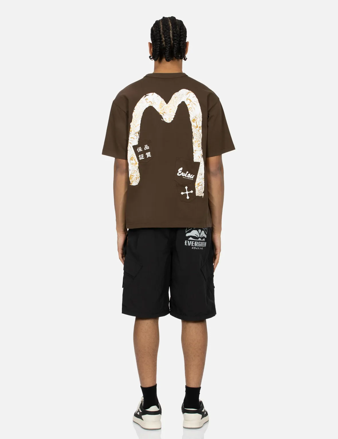 Multi-Pocket Print and Seagull Brushstroke Daicock Print Relax Fit T-shirt