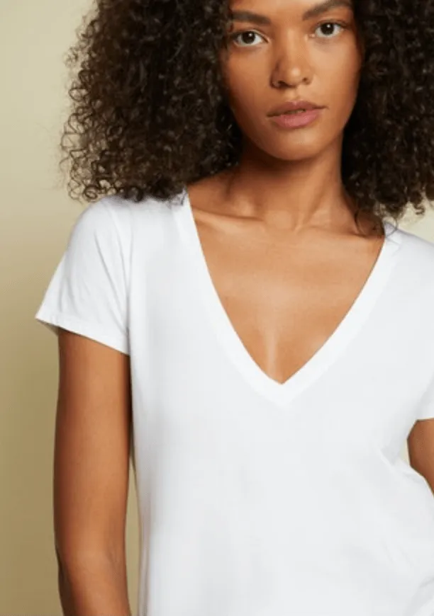 Nation Blair Slim V-Neck in White