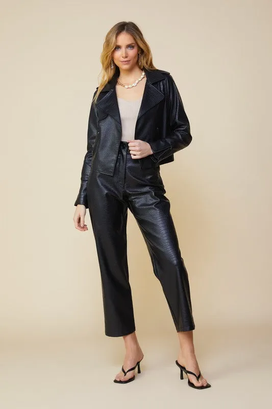 Oaklynn Faux Leather Jacket - Black