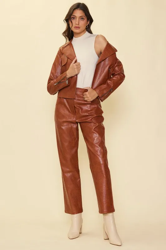 Oaklynn Faux Leather Jacket - Camel