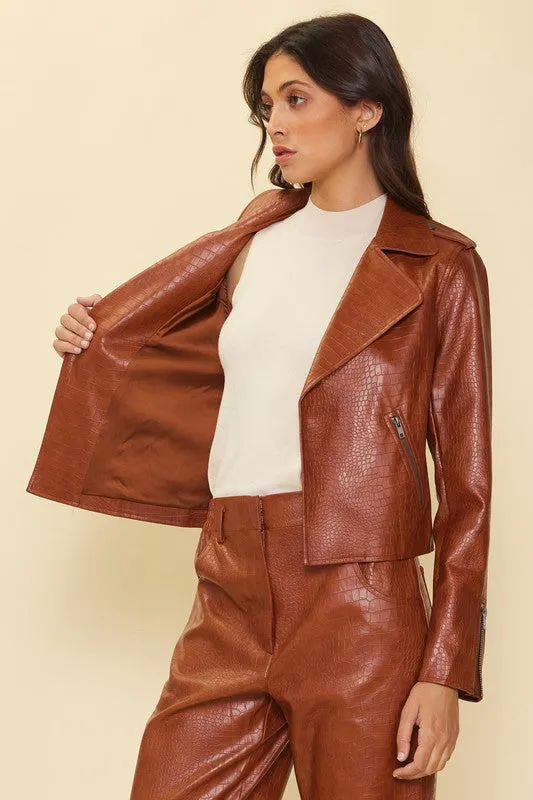 Oaklynn Faux Leather Jacket - Camel