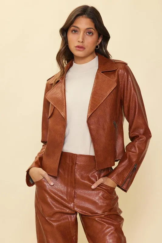 Oaklynn Faux Leather Jacket - Camel