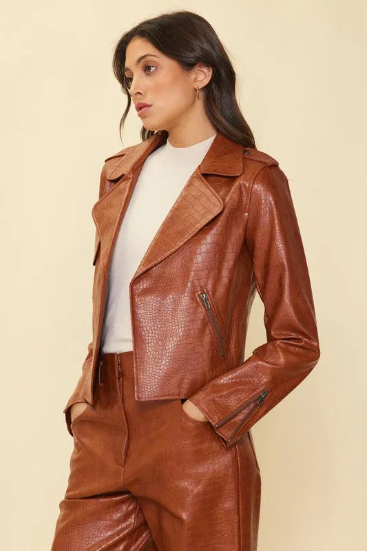 Oaklynn Faux Leather Jacket - Camel