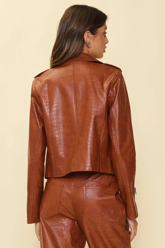 Oaklynn Faux Leather Jacket - Camel