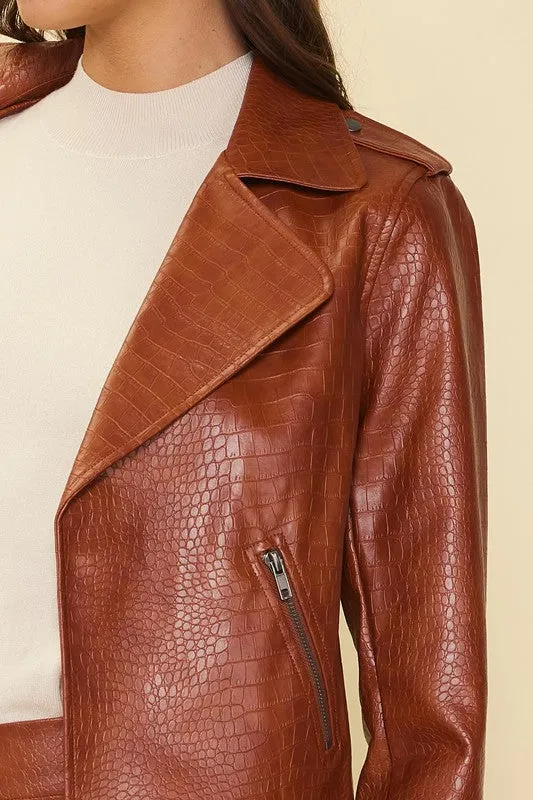 Oaklynn Faux Leather Jacket - Camel