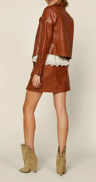 Oaklynn Faux Leather Jacket - Camel