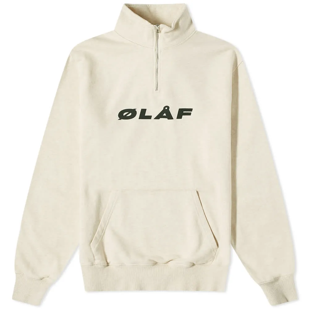 Olaf Hussein Italic Zip Mock NeckEcru Heather