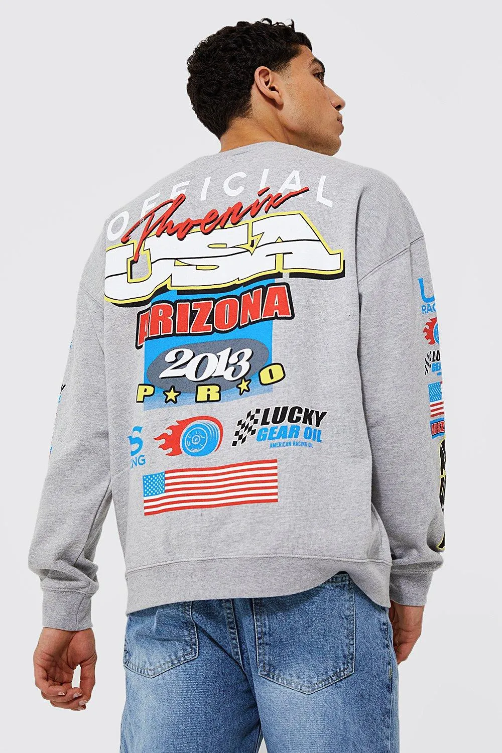 Oversized Racing Graphic Sweatshirt