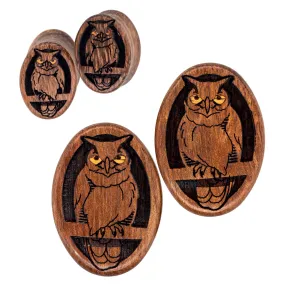 Owl Wood Oval Plugs