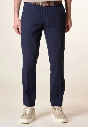 Pantalone blu cotone stretch regular fit