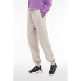 pantaloni jogger donna in tessuto popeline tinto in capo donna Beige