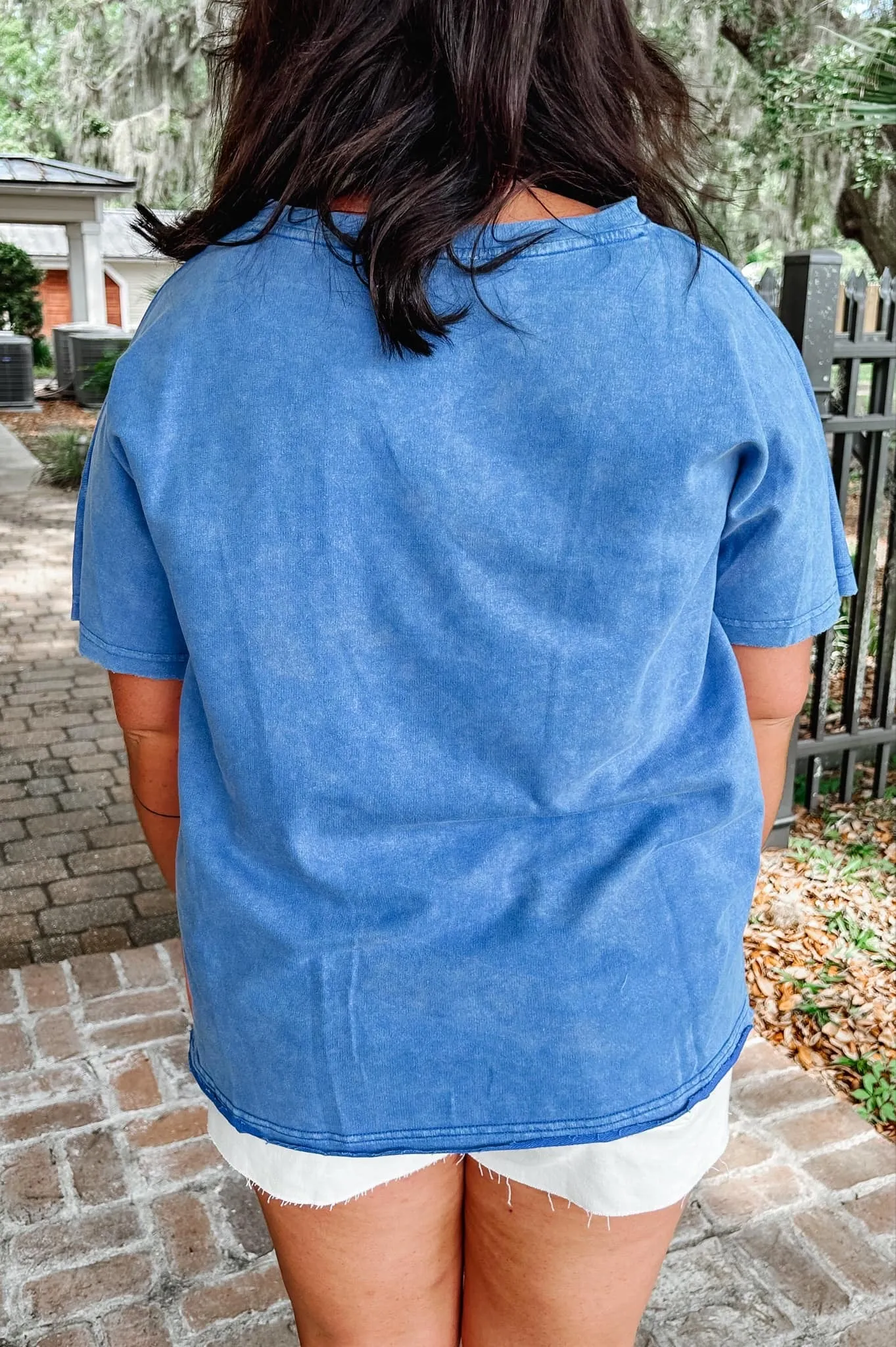 Patched USA Washed Top | Blue