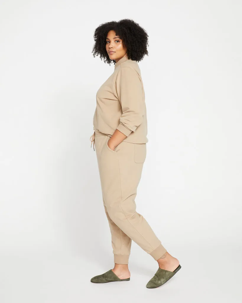 Peachy Terry Drawstring Jogger - Pebble