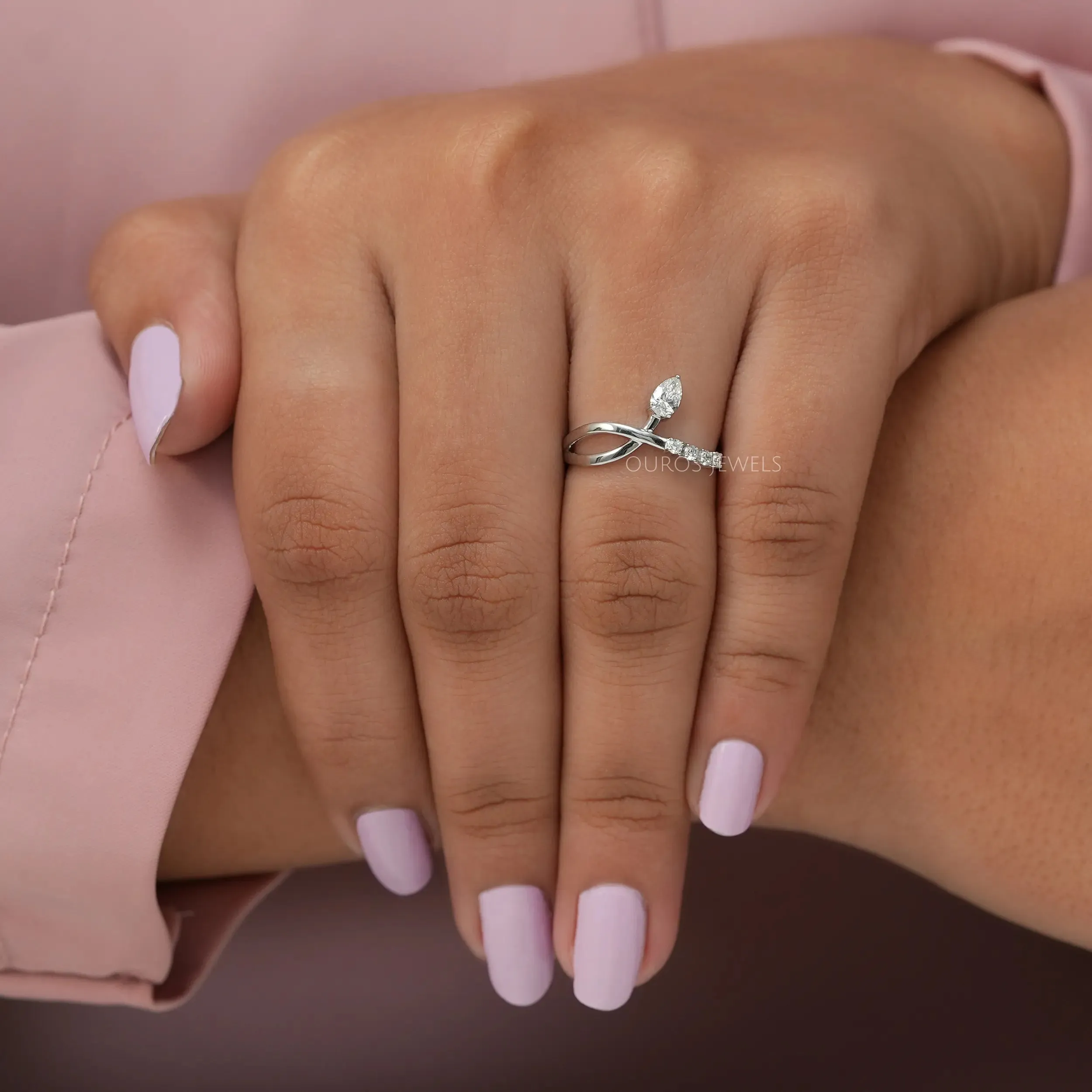 Pear Cut Infinity Shape Dainty Ring