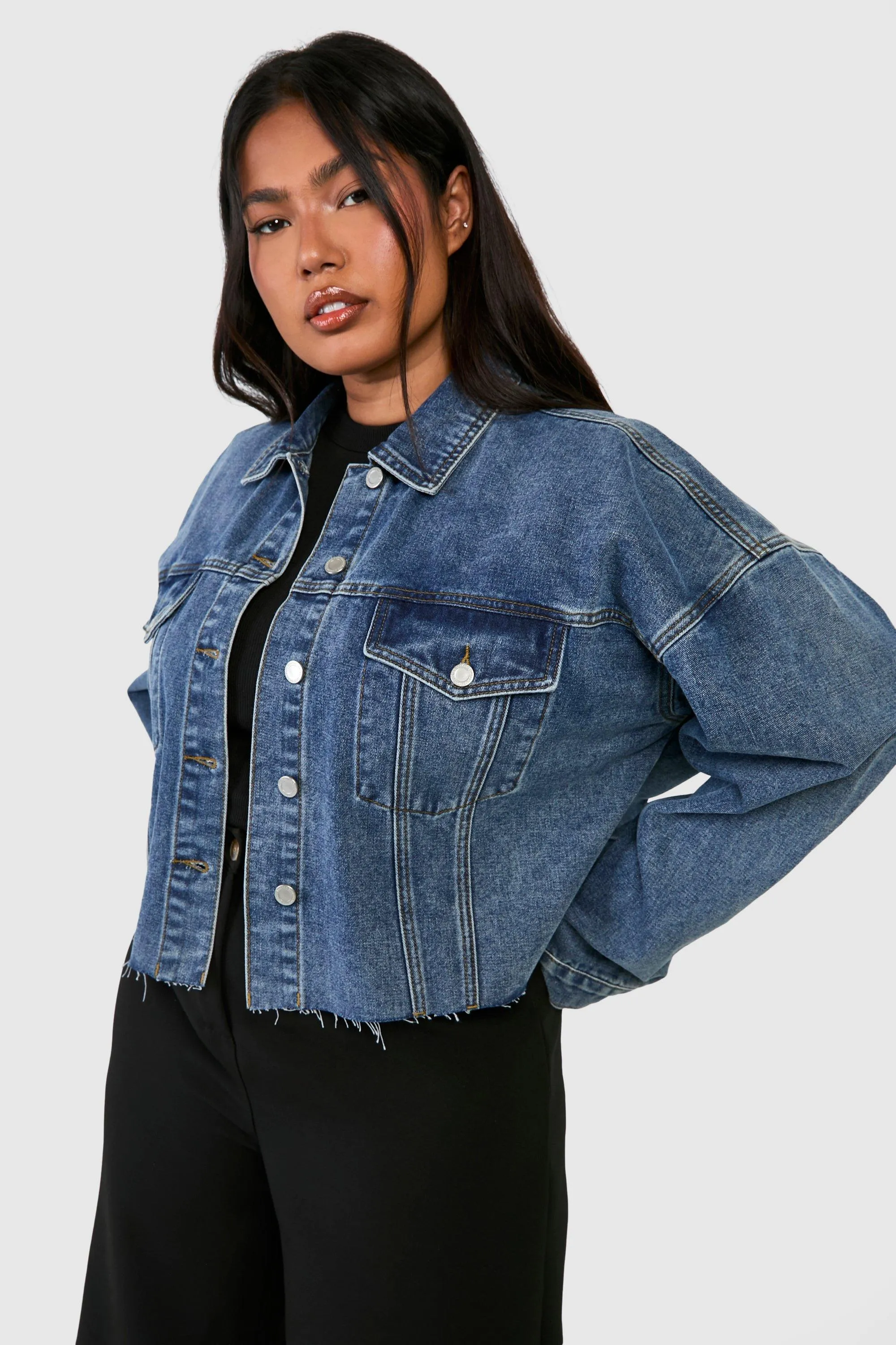 Plus Vintage Wash Denim Jacket