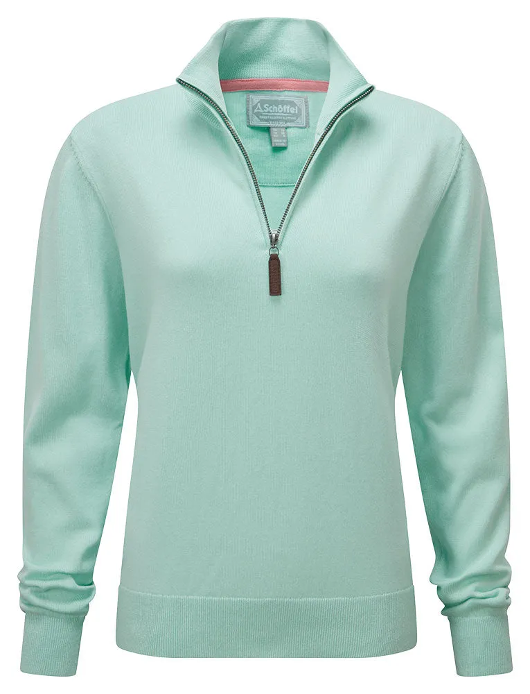 Polperro Pima Cotton 1/4 Zip                             Pale Mint